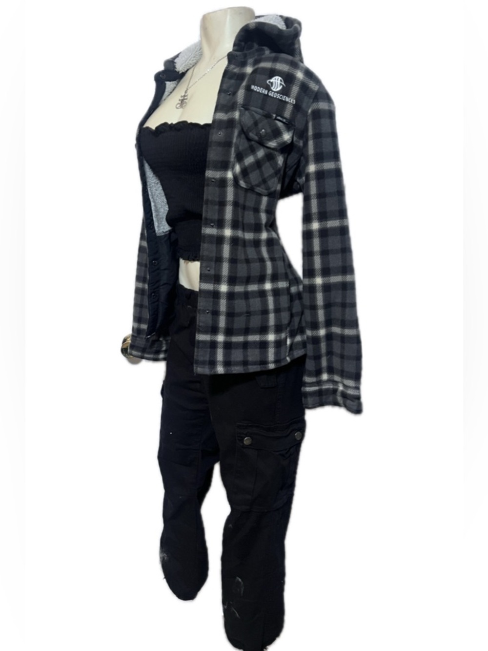 Eddie Bauer Black and White Sherpa-Lined Jacket